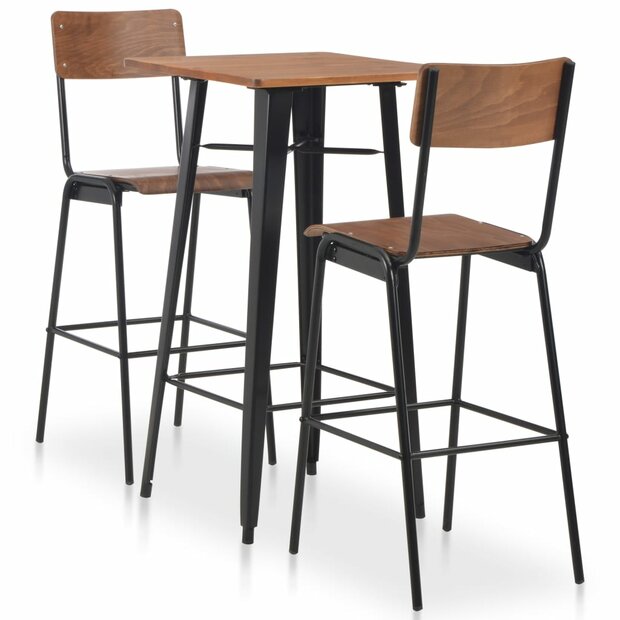 3-delige Barset staal bruin zwart 1