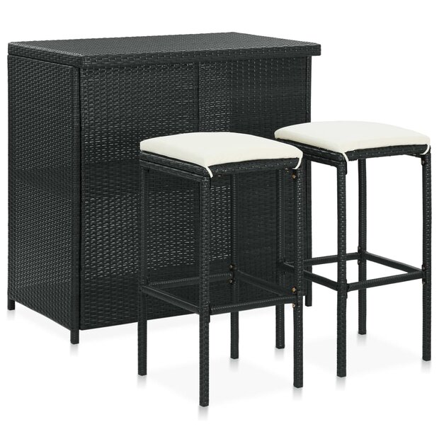 3-delige Barset poly rattan zwart 1
