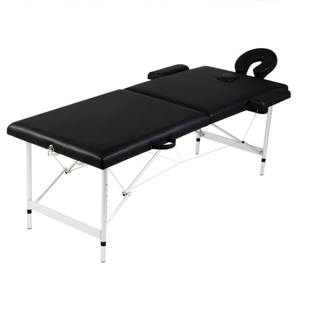 Massagetafel met 2 zones inklapbaar aluminum frame zwart 1