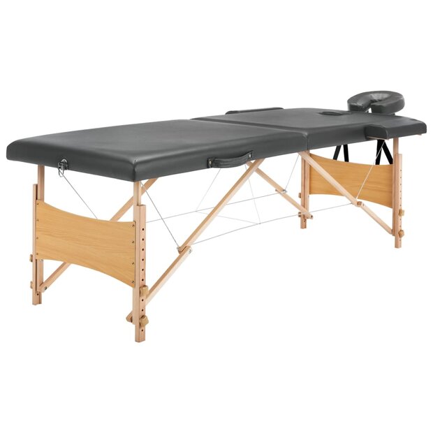 Massagetafel met 2 zones 186x68 cm houten frame antraciet 1