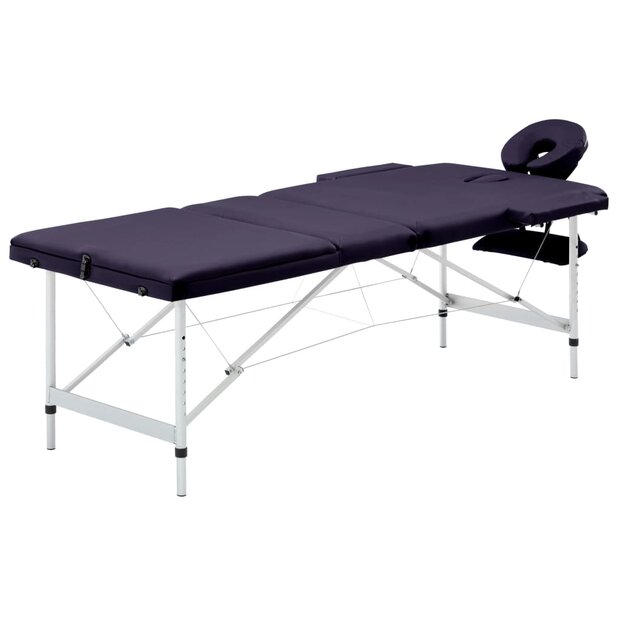 Massagetafel inklapbaar 3 zones aluminum paars 1