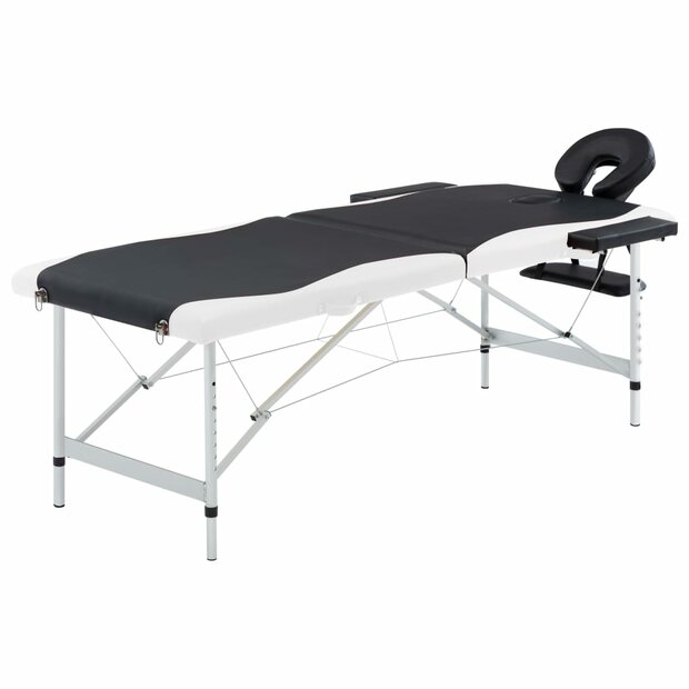 Massagetafel inklapbaar 2 zones aluminium zwart en wit 1