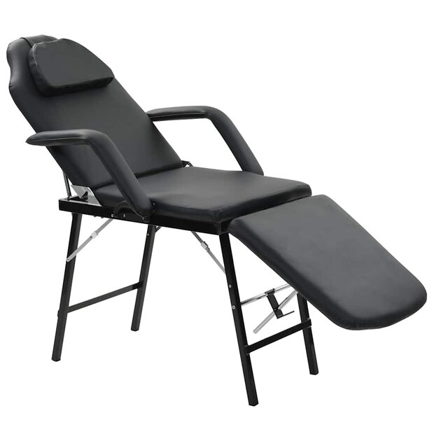 Behandelingsstoel voor gezicht 185x78x76 cm kunstleer zwart 1