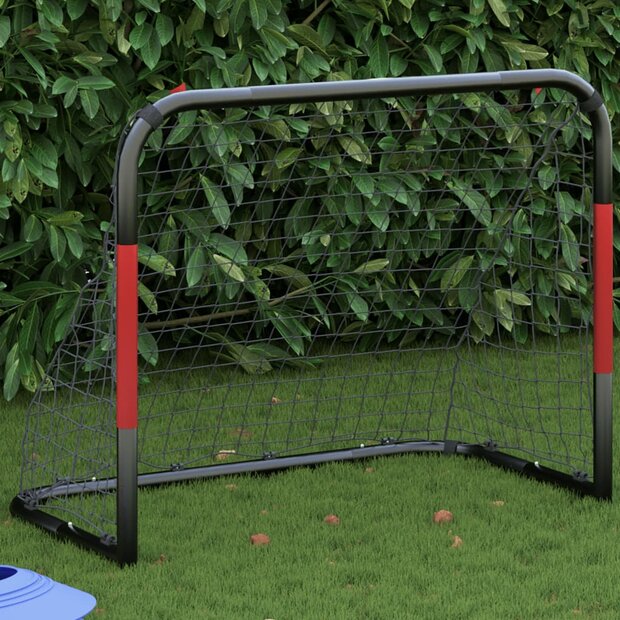 Voetbaldoel met net 90x48x71 cm staal rood en zwart 1