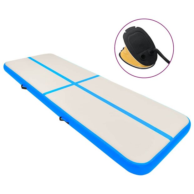 Gymnastiekmat met pomp opblaasbaar 800x100x20 cm PVC blauw 1