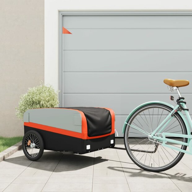 Fietstrailer 45 kg ijzer zwart en oranje 1
