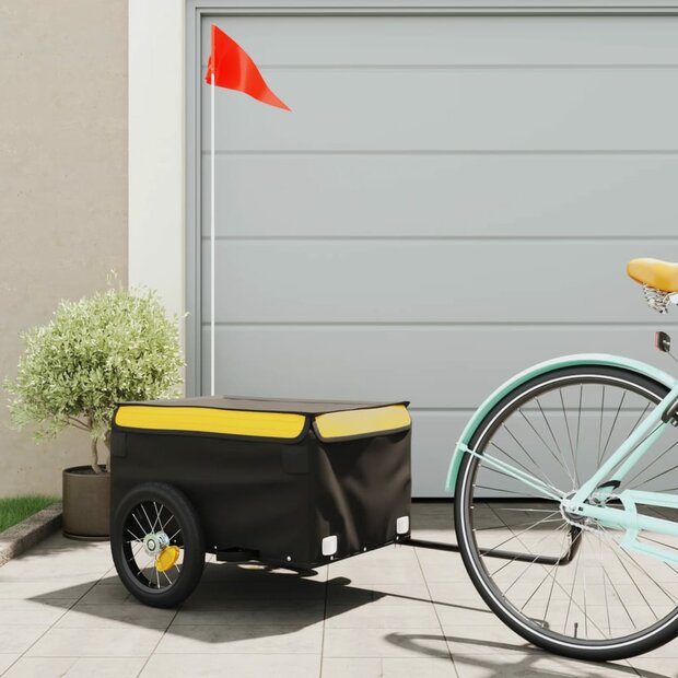 Fietstrailer 30 kg ijzer zwart en geel 1