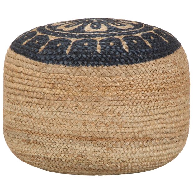 Poef handgemaakt 45x30 cm jute blauw 1