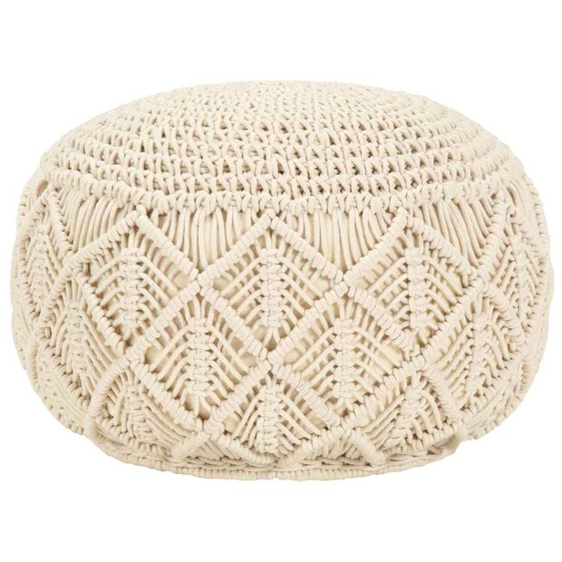 Poef macram&amp;eacute; handgemaakt 45x30 cm katoen 1