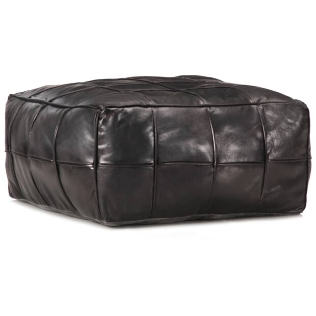 Poef 60x60x30 cm echt geitenleer zwart 1