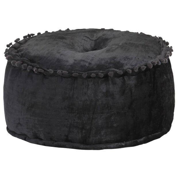 Poef rond 40x20 cm fluweel antraciet 1