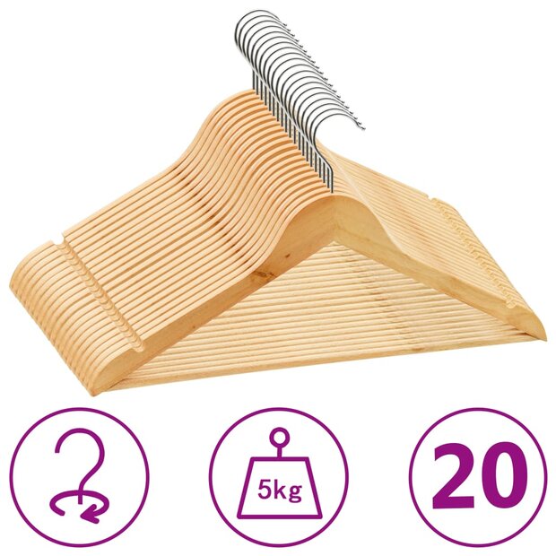 20-delige Kledinghangerset anti-slip hardhout 1