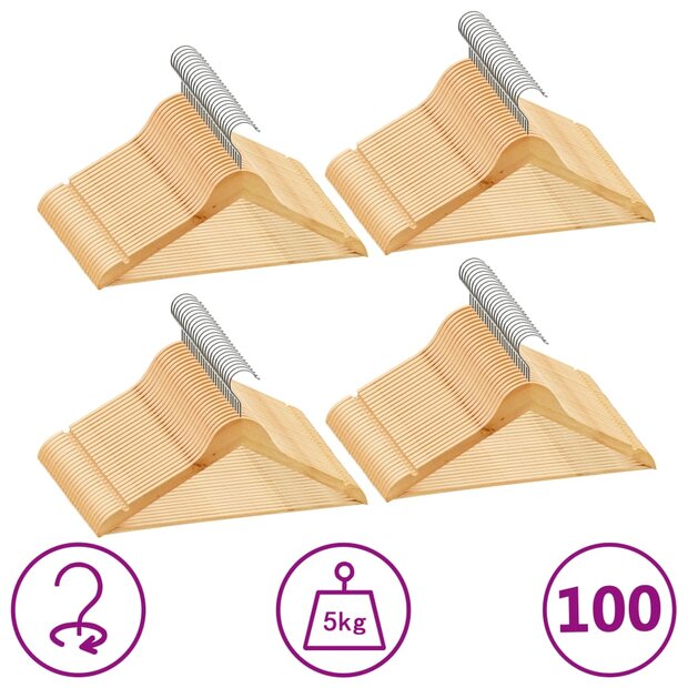 100-delige Kledinghangerset anti-slip hardhout 1