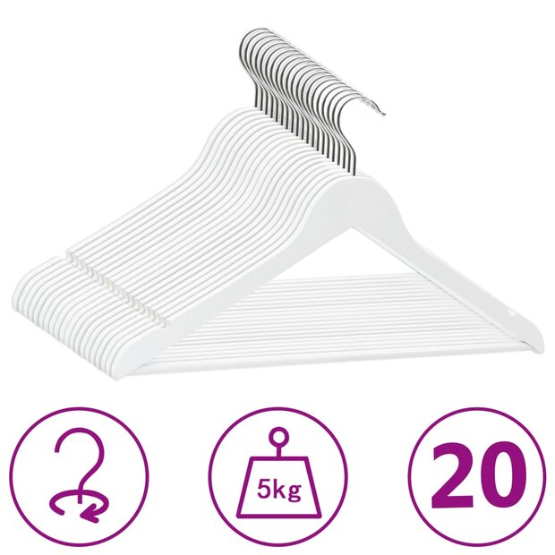20-delige Kledinghangerset anti-slip hardhout wit 1