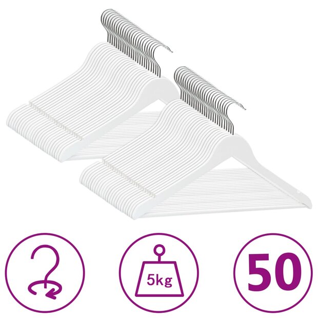 50-delige Kledinghangerset anti-slip hardhout wit 1