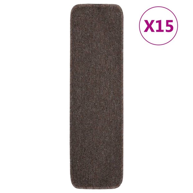 Trapmatten 15 st anti-slip rechthoekig 75x20 cm bruin 1