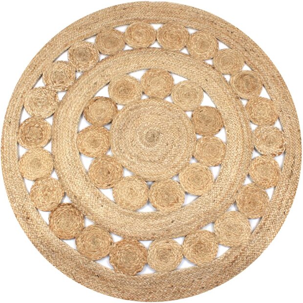 Tapijt met ontwerp rond 120 cm gevlochten jute 1