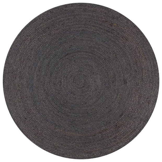 Vloerkleed handgemaakt rond 90 cm jute donkergrijs 1