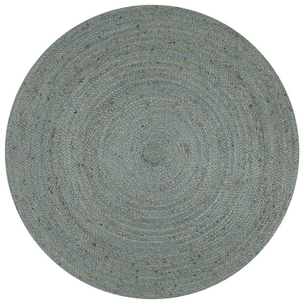 Vloerkleed handgemaakt rond 150 cm jute olijfgroen 1