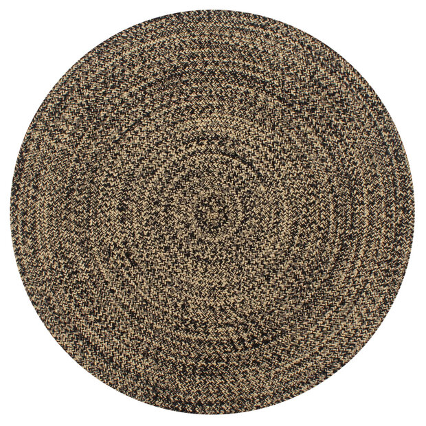 Vloerkleed handgemaakt 120 cm jute zwart en naturel 1