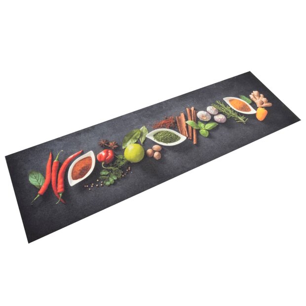 Keukenmat wasbaar kruidenprint 45x150 cm fluweel 1