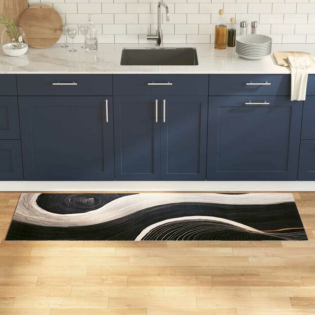 Keukenmat Zwart 180 x 60 cm Fluweel 1