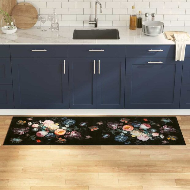 Keukenmat Zwart 180 x 60 cm Fluweel 1