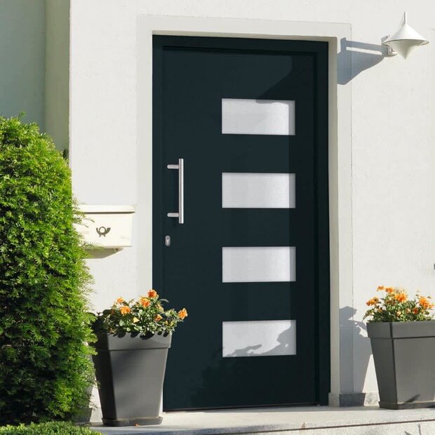 Voordeur 100x200 cm aluminium en PVC antraciet 1