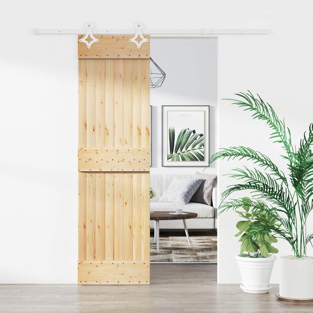 Schuifdeur Natuurlijk en Wit 70 x 210 cm Massief Grenenhout 1