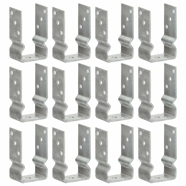 Grondankers 12 st 8x6x15 cm gegalvaniseerd staal zilverkleurig 1