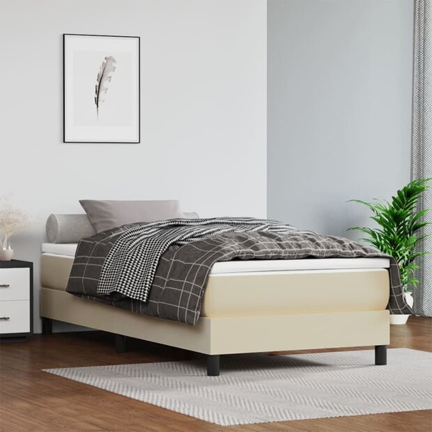 Pocketveringmatras medium 90x190x20 cm kunstleer cr&amp;egrave;mekleurig 1