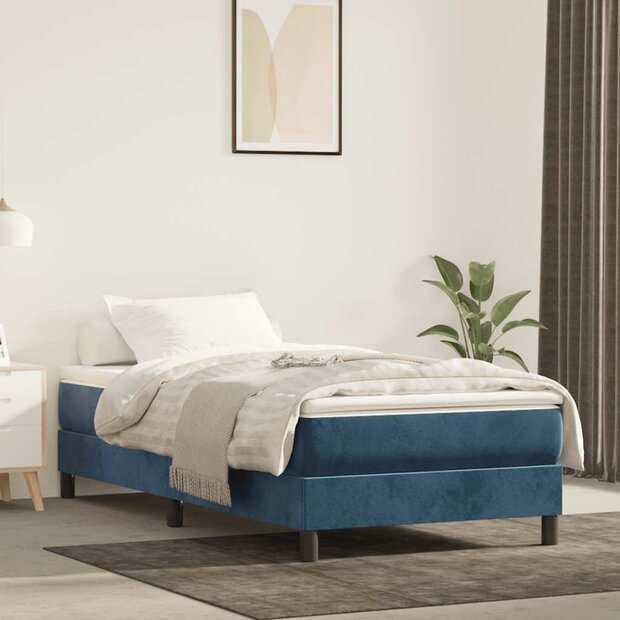 Pocketveringmatras medium 80x210x20 cm fluweel donkerblauw 1