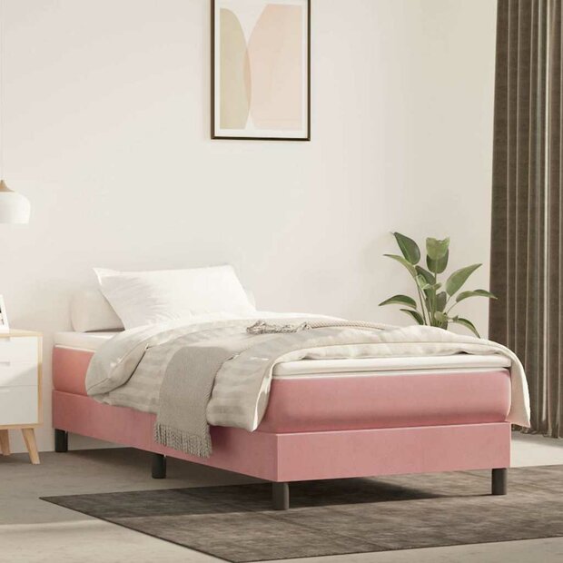 Pocketveringmatras medium 80x210x20 cm fluweel roze 1