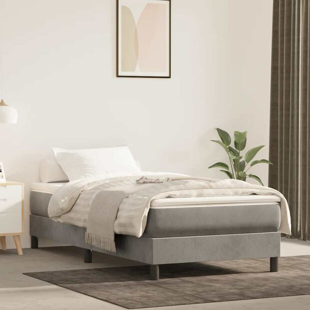 Pocketveringmatras medium 80x220x20 cm fluweel lichtgrijs 1