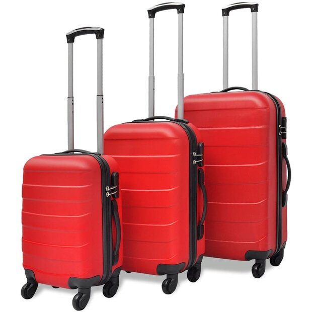 3-delige Kofferset hard 45,5/55/66 cm rood 1