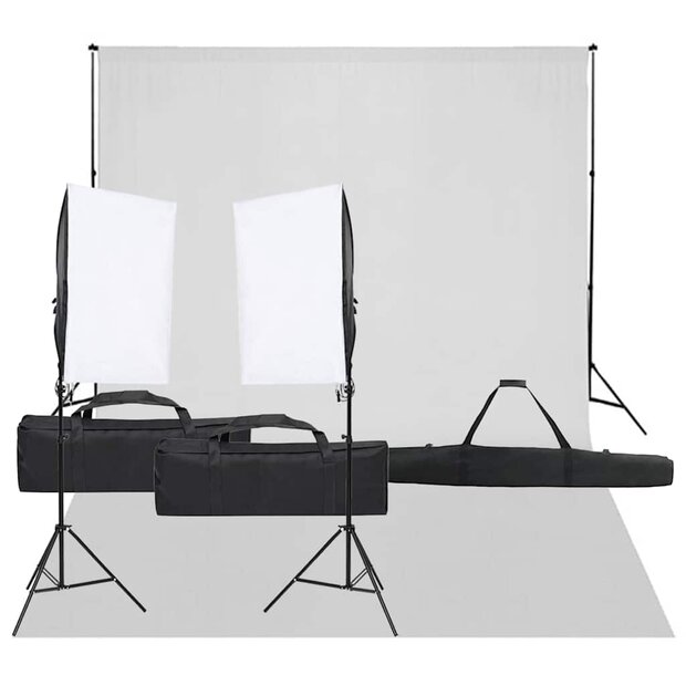 Fotostudioset met verlichtingsset en achtergrond 1