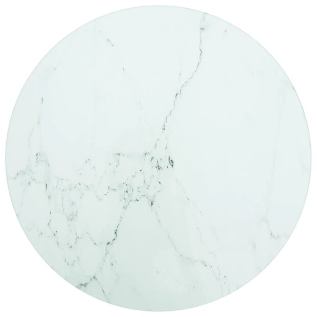 Tafelblad &amp;Oslash;30x0,8 cm gehard glas met marmerontwerp wit 1