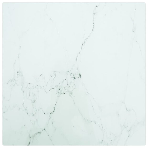 Tafelblad 30x30 cm 6 mm gehard glas met marmeren design wit 1