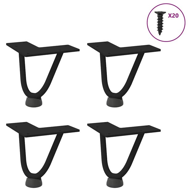 Tafelpoten voor Salontafel 4 st 10 cm massief staal zwart 1