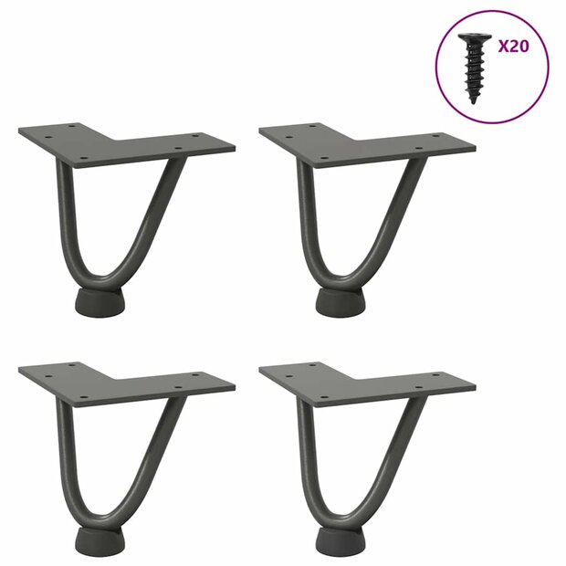 Tafelpoten voor Salontafel 4 st 10 cm massief staal antracietkleurig 1