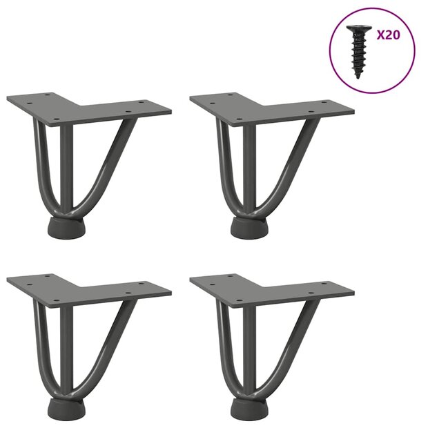 Tafelpoten voor Salontafel 4 st 10 cm massief staal antracietkleurig 1