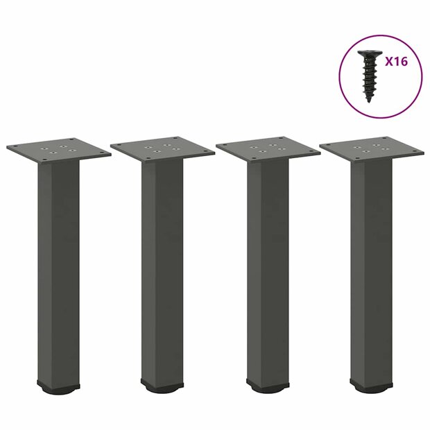 Salontafelpoten 4 st 30-32 cm staal antraciet 1