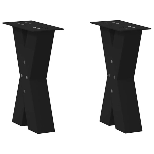 Salontafelpoten 2 st X-vormig 38x(42-43) cm staal zwart 1