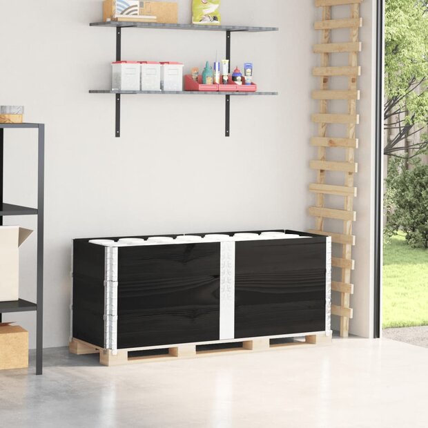 Palletopzetranden 3 st 150x50 cm massief grenenhout zwart 1