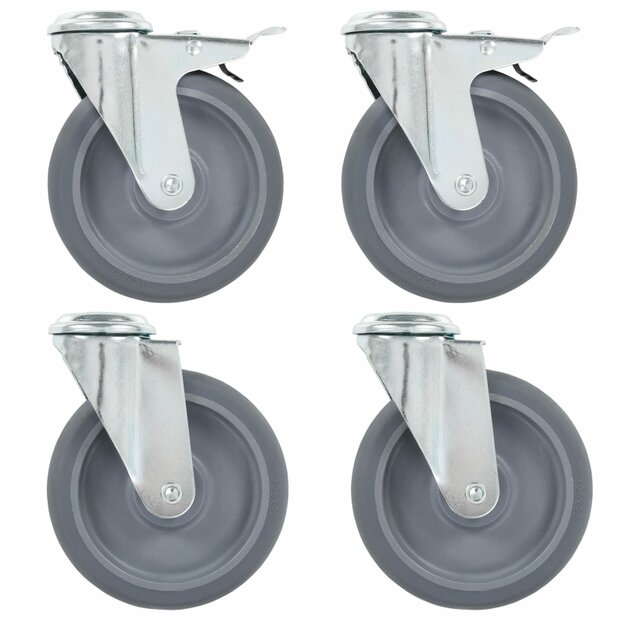 Zwenkwielen met boutgaten 4 st 125 mm 1