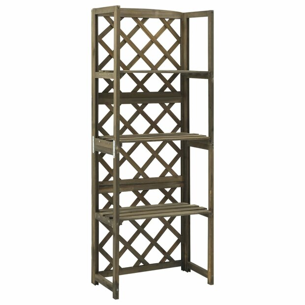 Latwerk met schappen 55x30x140 cm massief vurenhout grijs 1