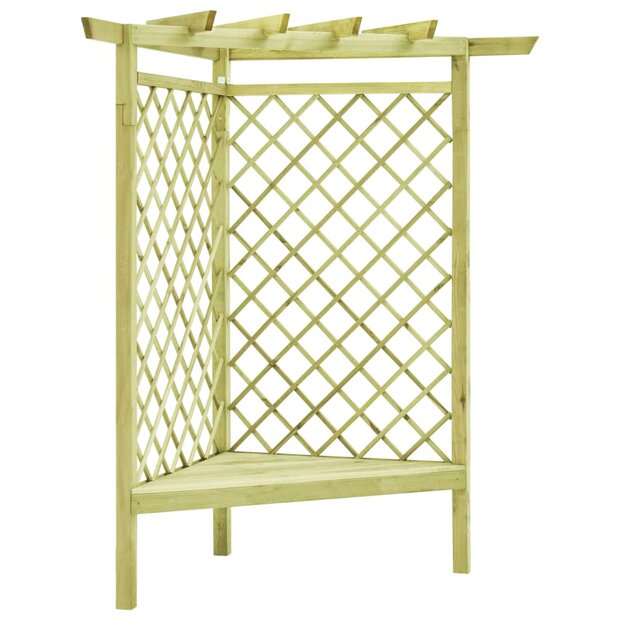 Hoekpergola met zitting 130x130x197 cm ge&amp;iuml;mpregneerd grenenhout 1