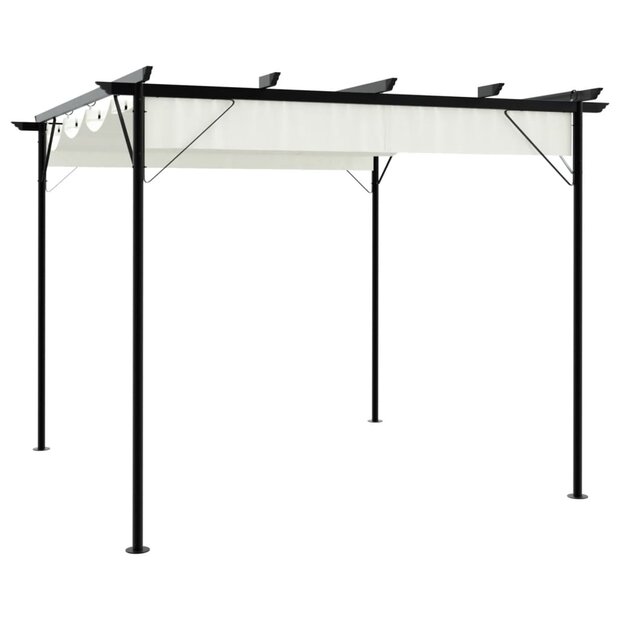 Pergola met uitschuifbaar dak 3x3 m staal cr&amp;eacute;mewit 1