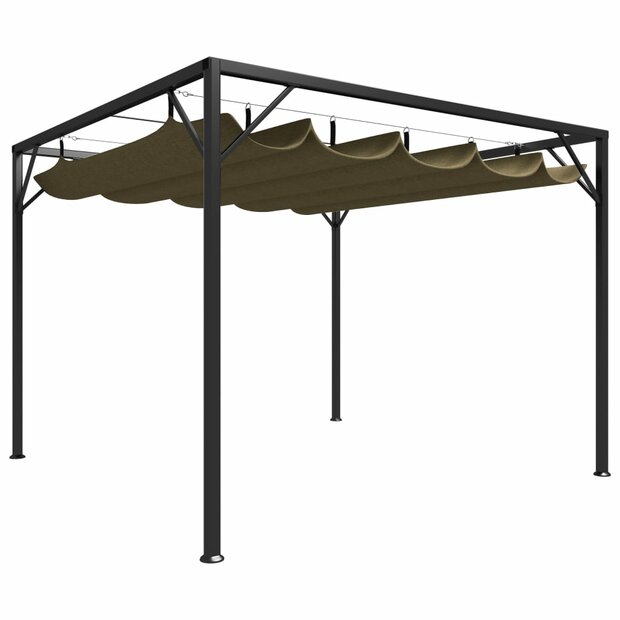 Tuinprieel met uittrekbaar dak 180 g/m&amp;sup2; 3x3 m taupe 1
