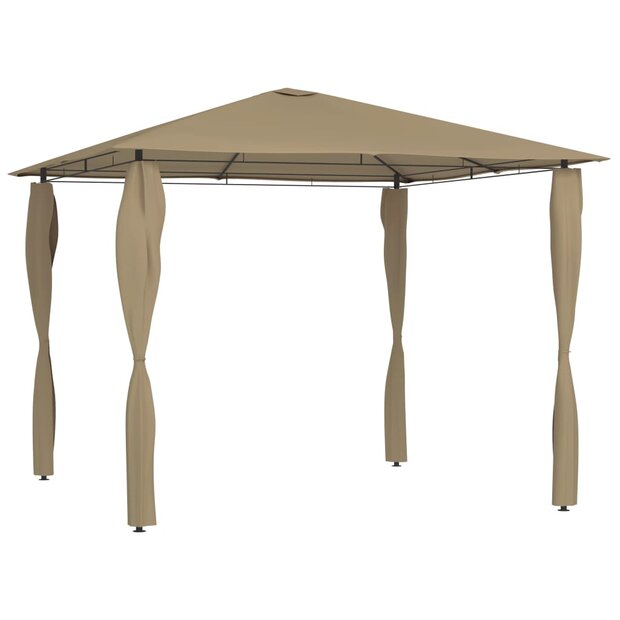 Prieel met paalhoezen 160 g/m&amp;sup2; 3x3x2,6 m taupe 1